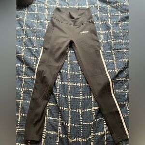 Adidas Black Leggings with White Stripes